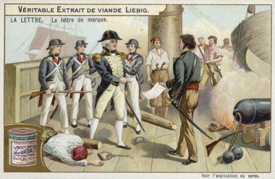 Oficial naval recibiendo una carta en un buque de guerra de European School
